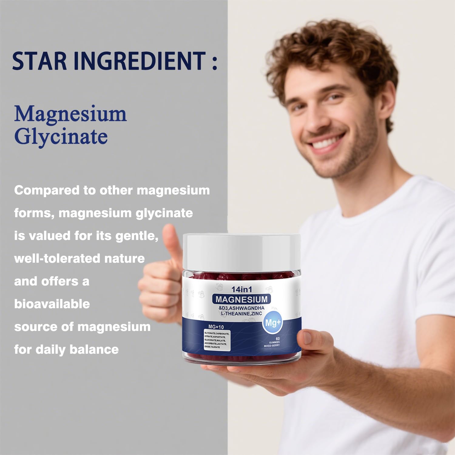 Magnesium Complex Gummies for Women & Men, Calm Magnesium Gummies for Women & Men, 14-in-1 with Ashwagandha, L-Theanine, Vitamin D3 & Zinc, 60 Count (1) UYPO buy supplements canada