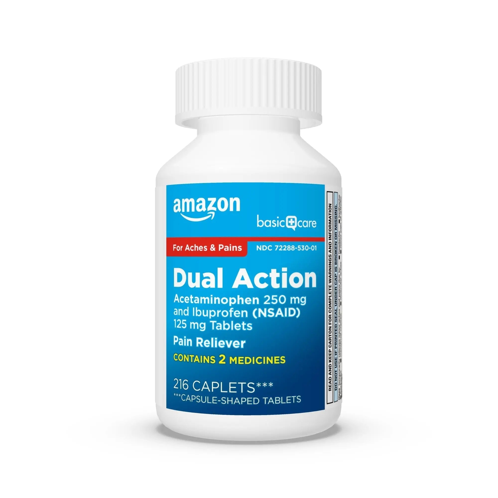 Amazon Basic Care Dual Action Acetaminophen 250 mg and Ibuprofen (NSAID) 125 mg Tablets, Pain Reliever for Headache, Backache, Menstrual Pain, Arthritis Pain Relief, 216 Count Amazon Basic Care buy supplements canada