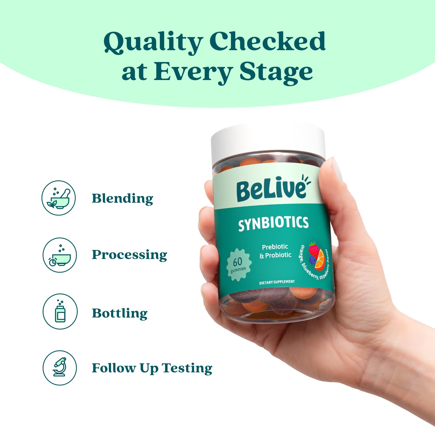 BeLive Synbiotics - Probiotic & Prebiotic Fiber Gummies – High Strength Inulin (3g), Dietary Fiber Supplement, Digestive Support for Kids & Adults - Strawberry, Orange, BeLive buy supplements canada
