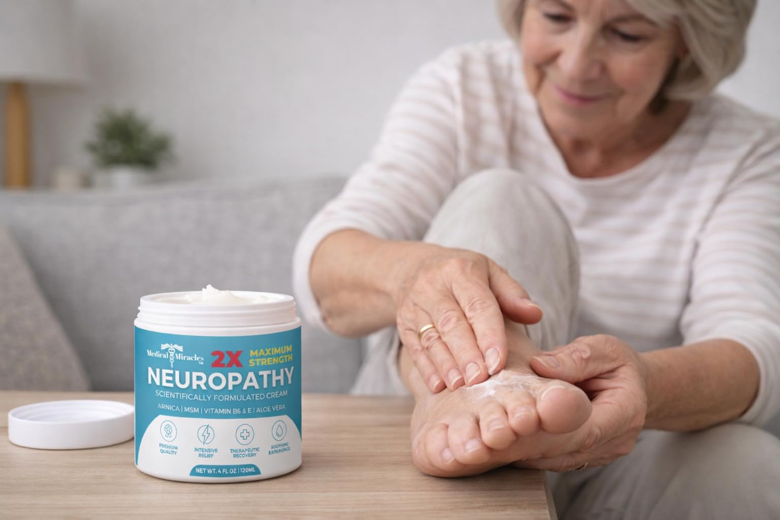 Medical Miracles Neuropathy Cream 2X Strength | Nerve Therapy Max Potency Relief for Feet, Hands, Legs, Toes - Arnica, Vitamin B6, Aloe Vera, MSM - Crafted for Exceptional Relief 4oz Medical Miracles buy supplements canada