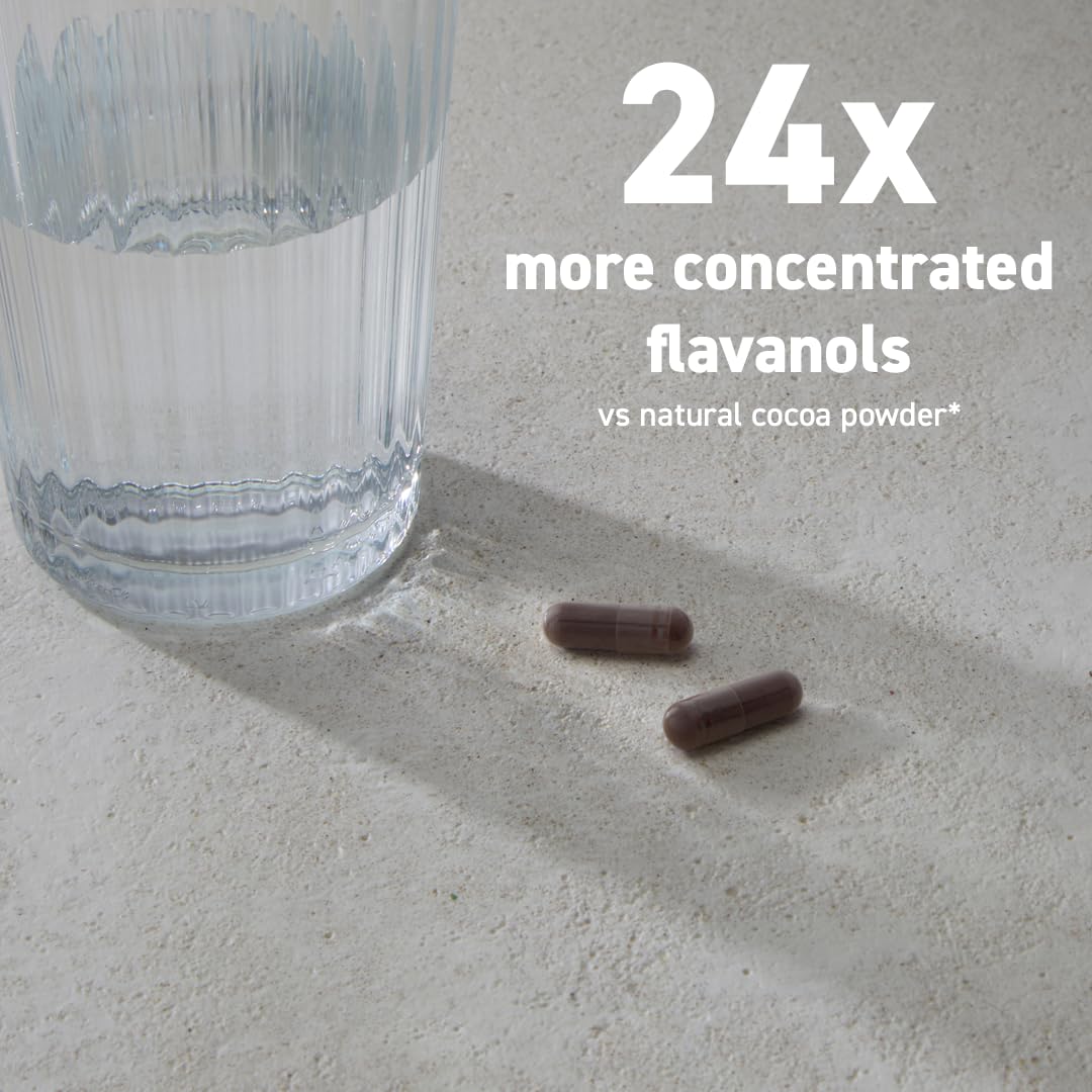 CocoaVia Cocoa Flavanols 500mg – Heart & Brain Support Supplement, High Flavanol Cocoa, Blood Circulation & Memory Booster, Nitric Oxide, Energy & Oxygen Boost, Vegan, Gluten-Free, 60 Capsules CocoaVia buy supplements canada