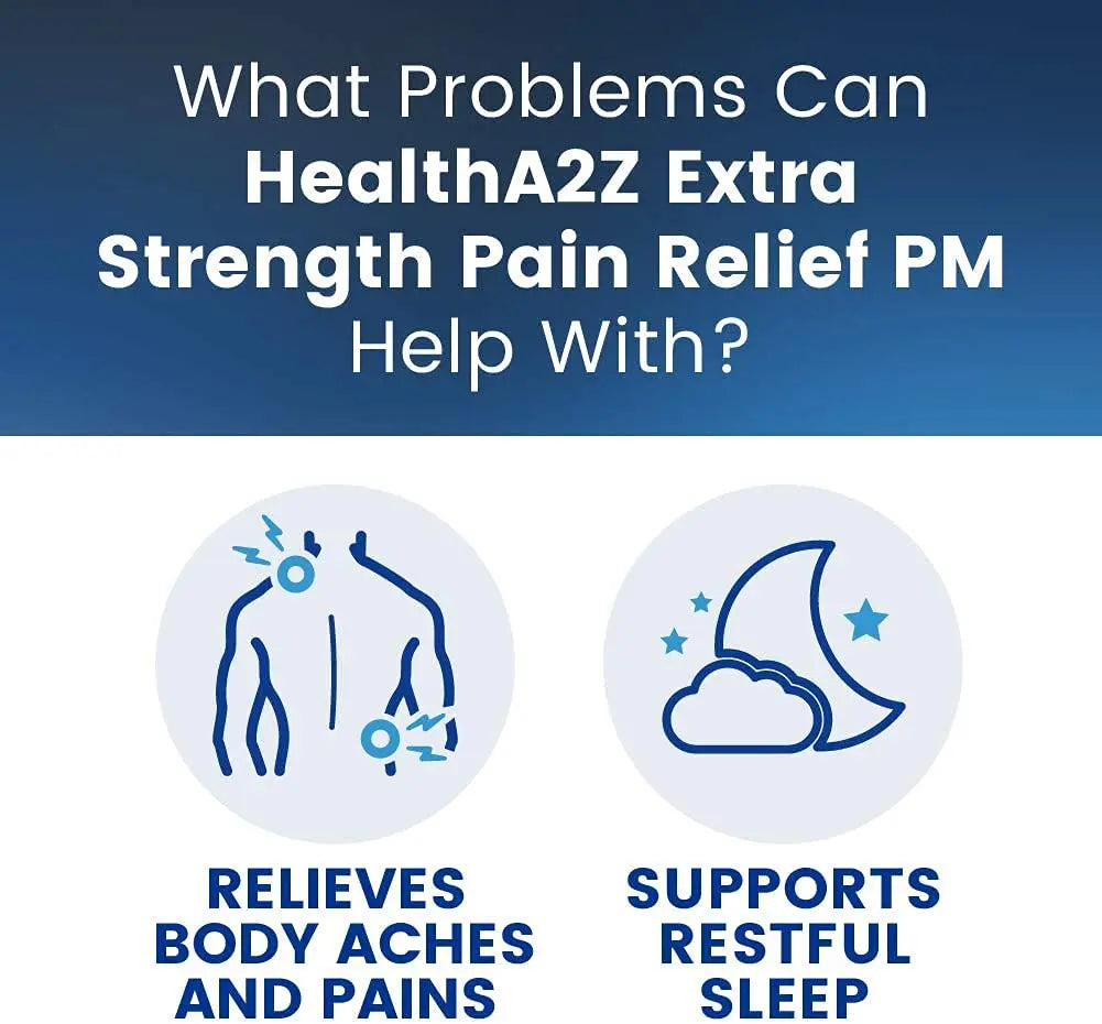 HealthA2Z® Extra Strength Pain Relief PM| Acetaminophen 500mg | Diphenhydramine 25mg | Pain Reliever & Nighttime Sleep Aid | (365 Count (Pack of 1)) HealthA2Z buy supplements canada