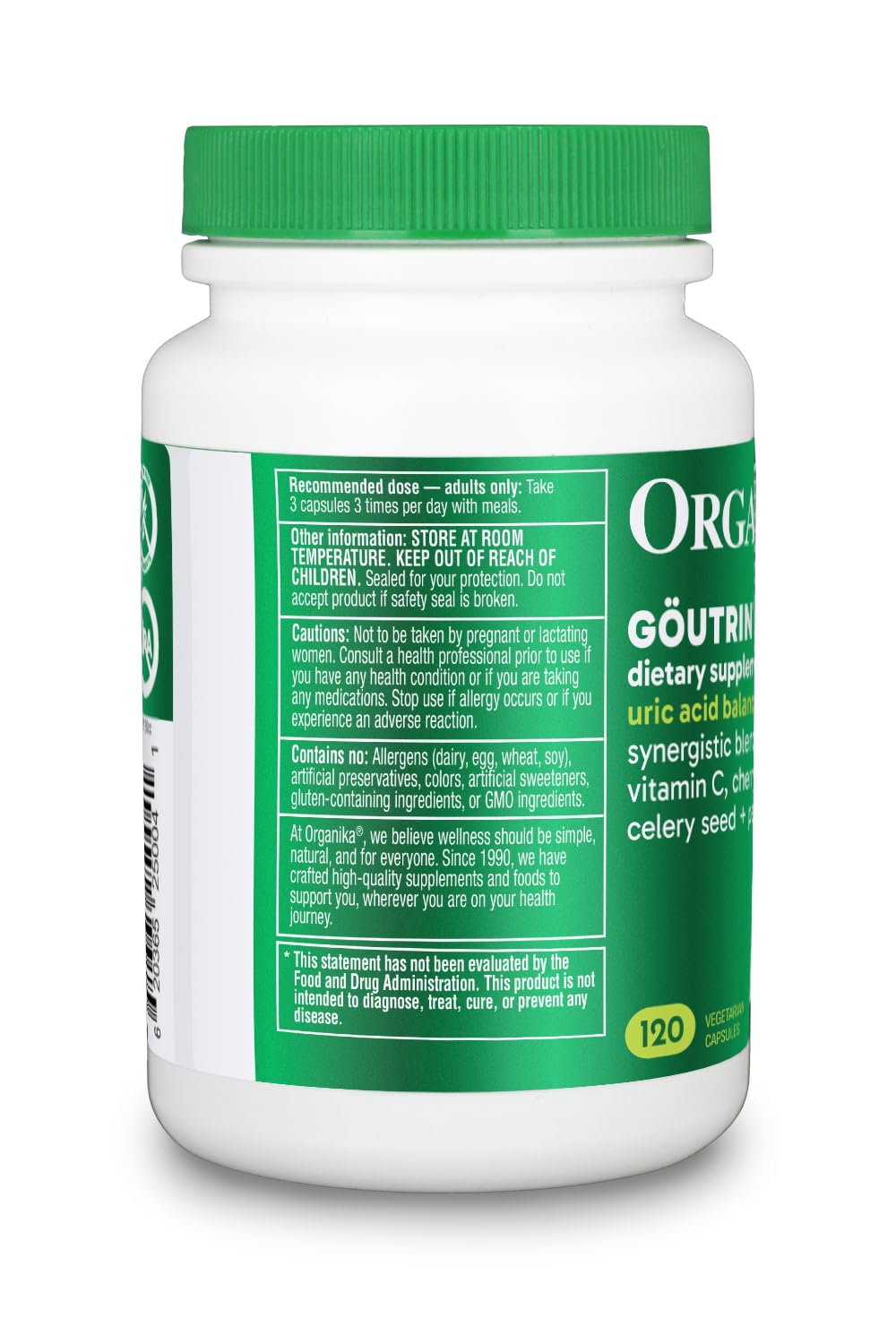 Organika Goutrin Uric Acid Flush for Gout (120 Caps): Gentle Gout Support with Cherry, Thyme, Celery Seed, Peppermint, & VIT C: Clean & Vegan Gout Supplements for Men & Women - Metabolism & Mobility Organika buy supplements canada
