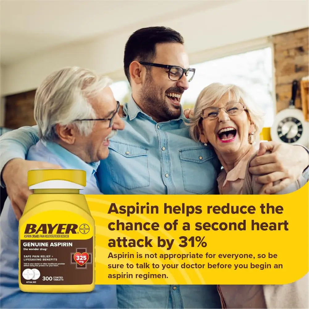 Bayer Genuine Aspirin 325 mg, Coated Tablets for Headache Relief, Multi-Symptom Pain Reliever and Fever Reducer, Pain Relief Tablets for Tooth and Muscle Pain, Backache, 300 Ct Bayer buy supplements canada