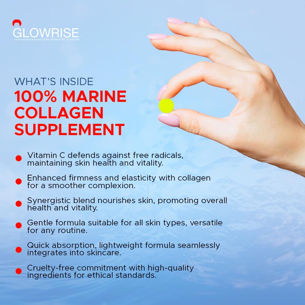 Pure Marine Collagen 120 Tablets 1400mg - Premium Blend with Hyaluronic Acid, Biotin, Vitamin C & E GLOWRISE buy supplements canada