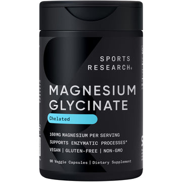 Sports Research® Magnesium Glycinate - Supports Restful Sleep & Enzymatic Processes - 160 mg Chelated Magnesium - Vegan Capsule - 90 Count Sports Research buy supplements canada