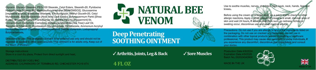 PIBIOOMAP Bee Venom Serum Joint & Muscle & Bone Cream, Pure Natural Ingredients, Fast Acting, Relief Back, Shoulder, Back, Neck, Hands, Elbows, Feet, Leg, Knees, Ankle, for Adults, Elderly PIBIOOMAP buy supplements canada
