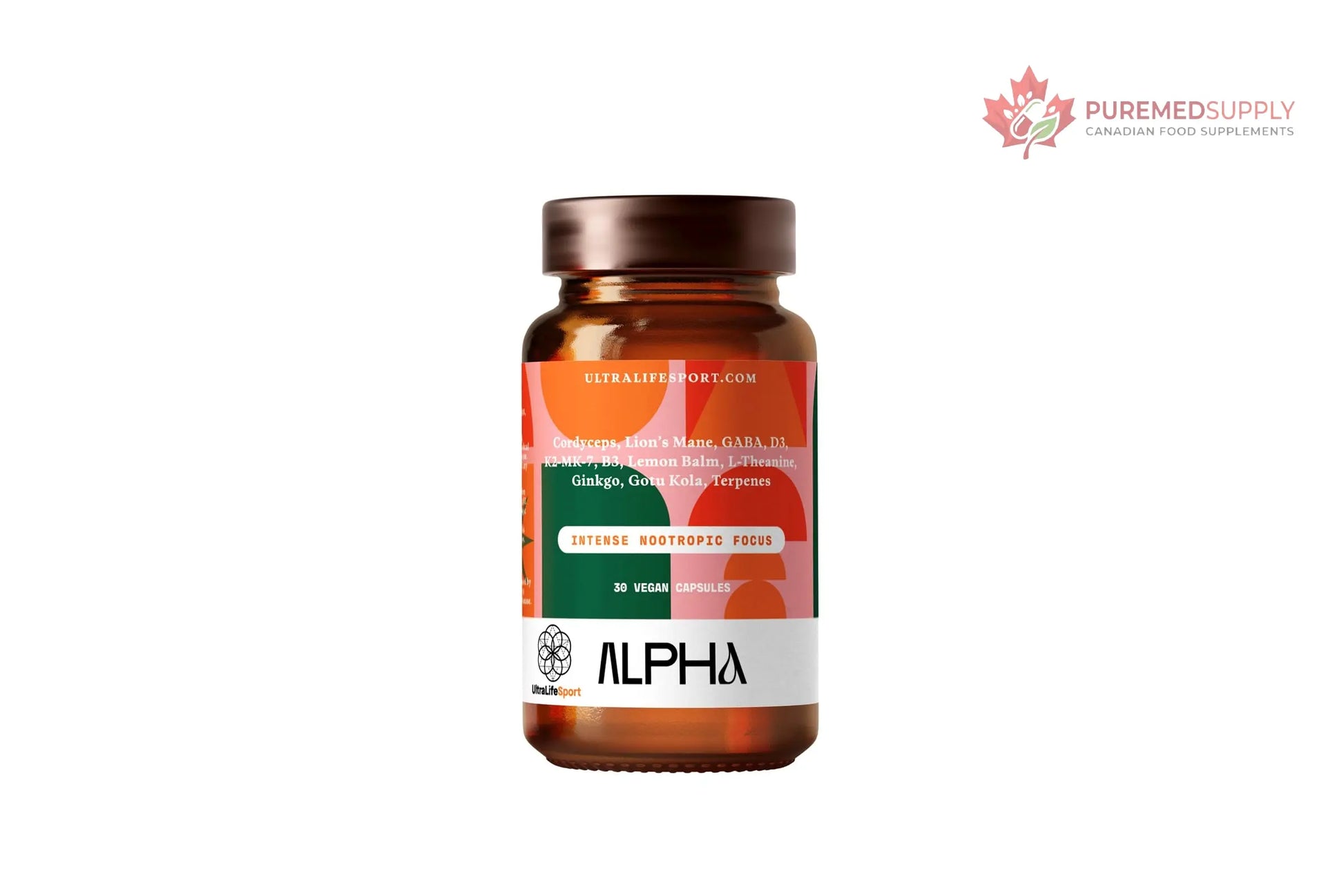 Ultra Life Sport - Alpha Nootropic - 30 Capsule Body and Brain Supplements for Memory and Focus - L-Theanine, B Vitamins, Lion's Mane, Cordyceps Mushrooms, Vitamin D3, K2 MK-7, Lemon Balm and Ginkgo Ultra Life Sport buy supplements canada