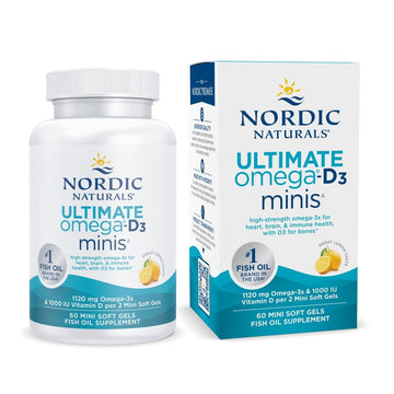 Nordic Naturals Ultimate Omega Mini D3, Lemon Flavor - 60 Mini Soft Gels - 1120 mg Omega-3 + 1000 IU Vitamin D3 - EPA & DHA - Promotes Brain & Heart Health - 30 Servings Nordic Naturals buy supplements canada