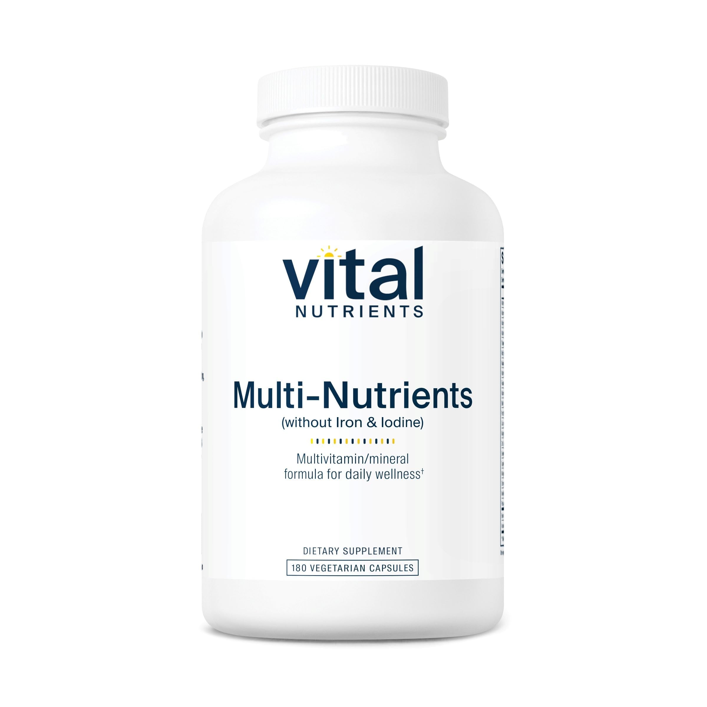 Vital Nutrients Multi-Nutrients (No Iron or Iodine) - Comprehensive Vegetarian Daily Multivitamin and Mineral Formula with Potent Antioxidants* - Gluten, Dairy, Soy Free - Non-GMO - 180 Capsules Vital Nutrients buy supplements canada