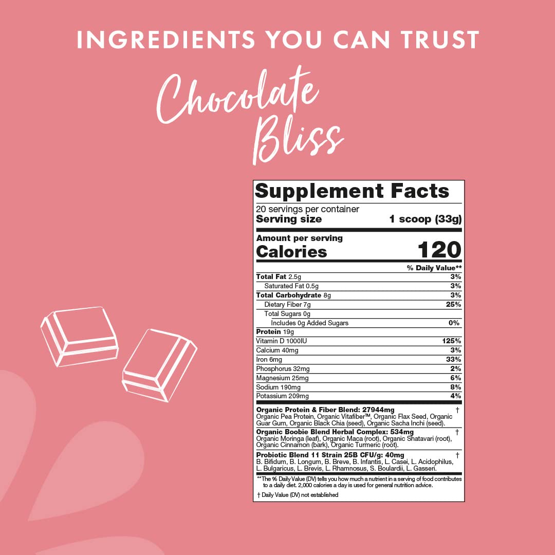 Boobie Body Organic Superfood Plant-Based Protein Shake, Chocolate Bliss, [23.4oz, 1 Tub] Boobie Brands buy supplements canada
