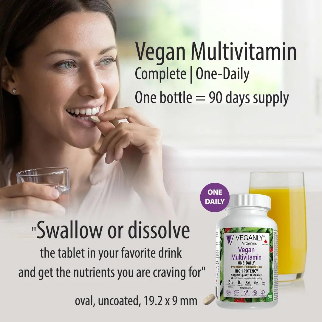 VEGANLY Vitamins Vegan Multivitamin One-Daily, (90 Veg Tablets). Complete Nutrition Support for Plant-Based, Vegan or Vegetarian Diets VEGANLY Vitamins buy supplements canada
