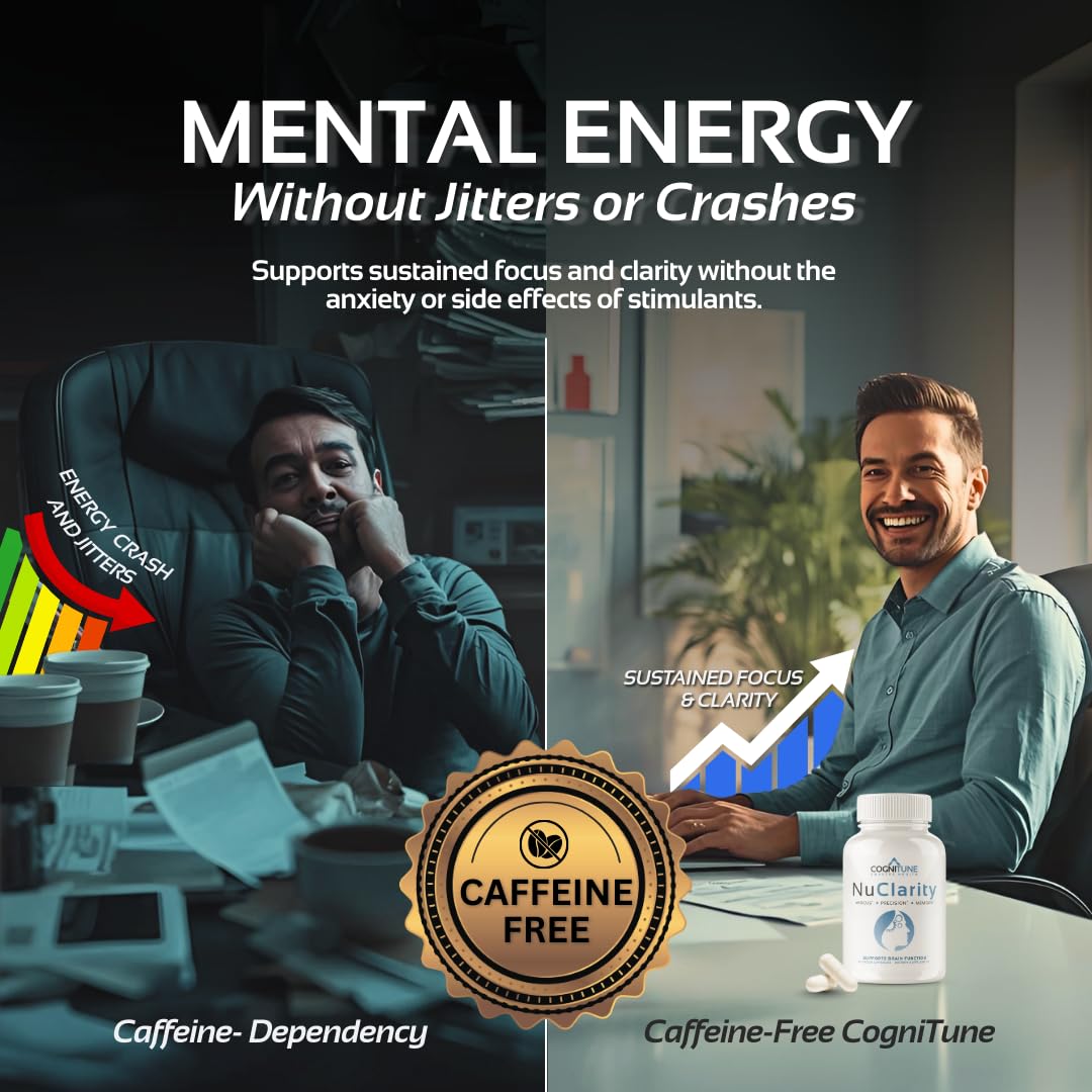 CogniTune NuClarity Brain Supplement for Memory and Focus - Caffeine-Free Nootropic for Mental Clarity Without Jitters - with Ginkgo Biloba, Bacopa Monnieri, Alpha-GPC for Cognitive Support CogniTune buy supplements canada
