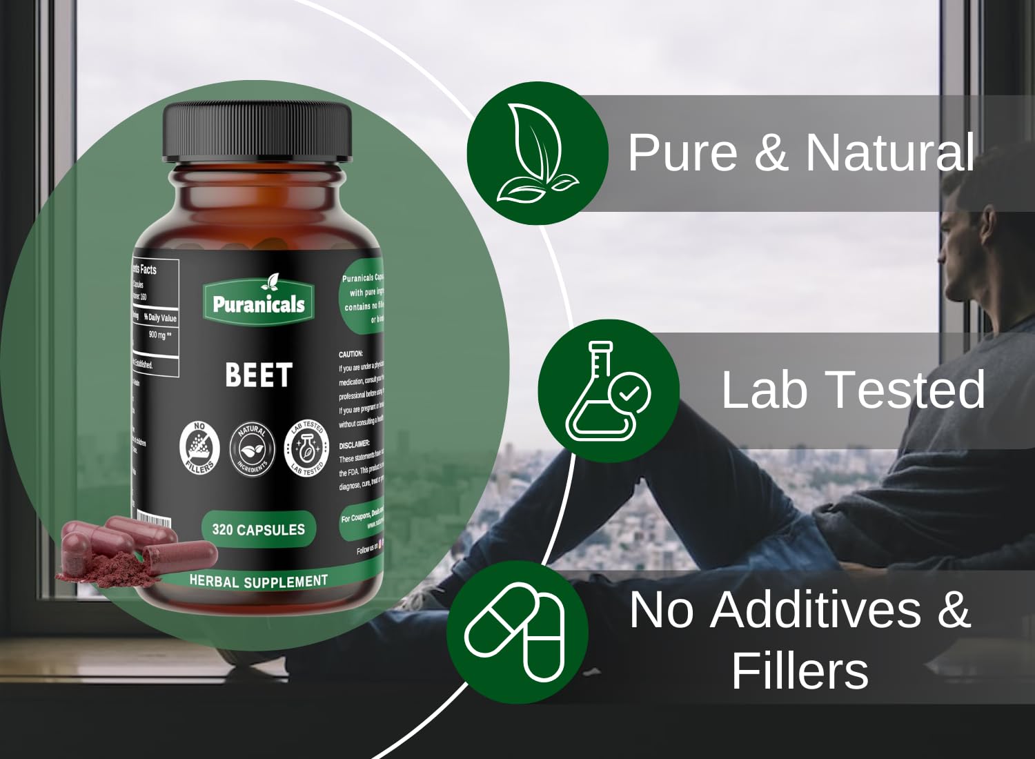 Puranicals Beet Premium 320 Capsules Nitric Oxide Booster | Herbal Supplement | 900 mg Puranicals buy supplements canada