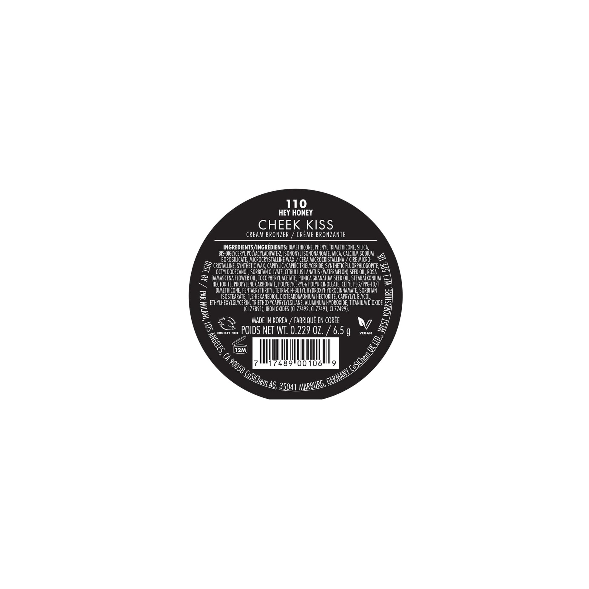 Milani Cheek Kiss Cream Bronzer, 110 - Hey Honey, Vegan & Cruelty-Free, Made in Korea, Lightweight Glow, Soft Matte Finish Milani buy supplements canada