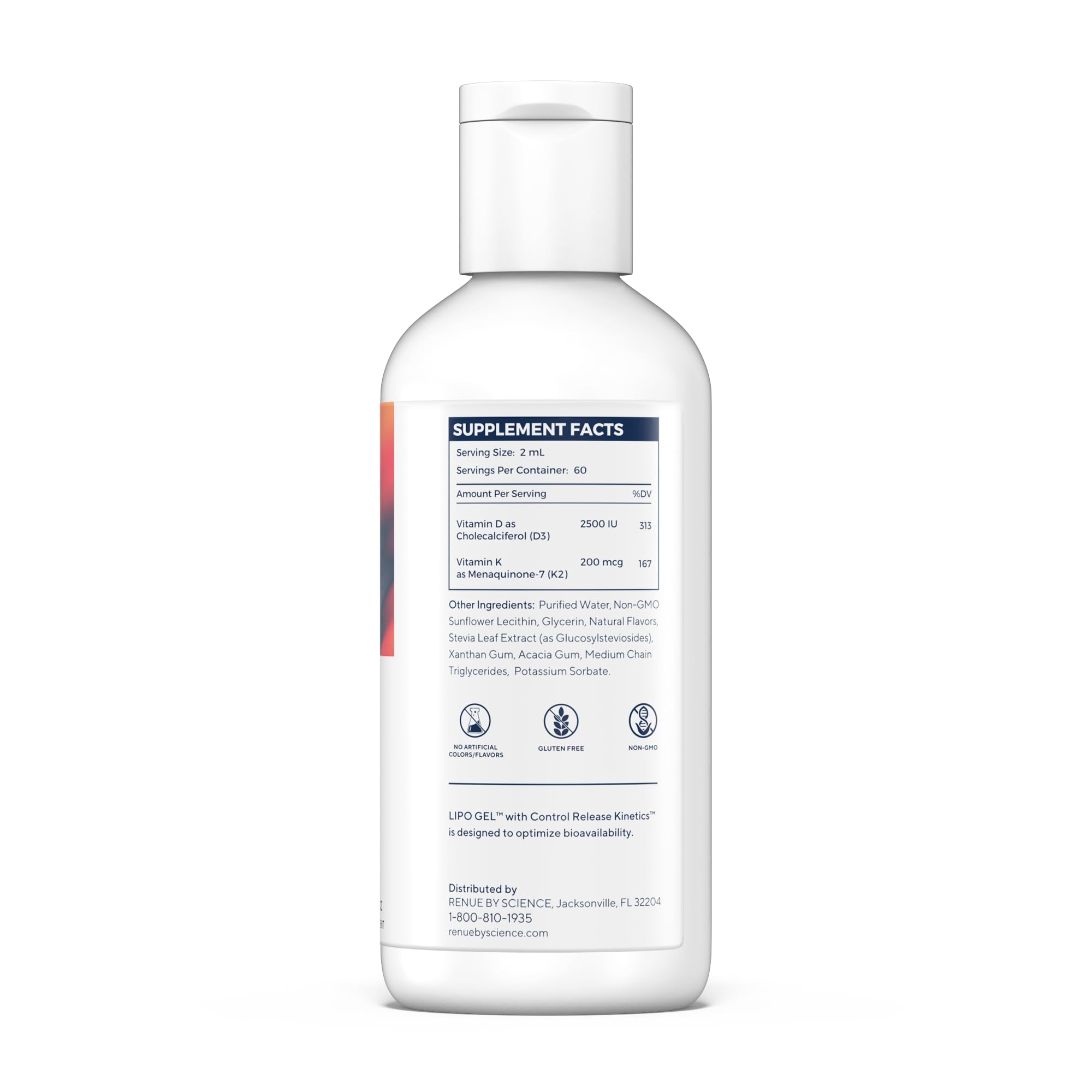 Renue By Science Vitamin D3 K2 Gel | High Strength Liposomal D3 K2 Supplement | 120ml Vitamin D K2 Gel - 2500IU Vitamin D3 & 200mcg Vitamin K2 per Serving | Non-GMO & Allergen Free | Made in The USA Renue By Science buy supplements canada