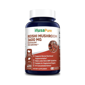 NusaPure Reishi Mushroom 4:1 Extract, 900 mg Equivalent to 3,600mg per Capsule 200 Veggie Caps Vegan, Non-GMO, Gluten-Free NusaPure buy supplements canada