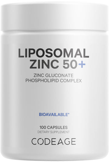 Codeage Liposomal Zinc Supplement – 3 Month Supply – One Per Day - 50 mg Zinc Gluconate Vitamin Pills - Essential Mineral Supplements Liposomal Delivery Matrix - Vegan Non-GMO - 100 Capsules Codeage buy supplements canada
