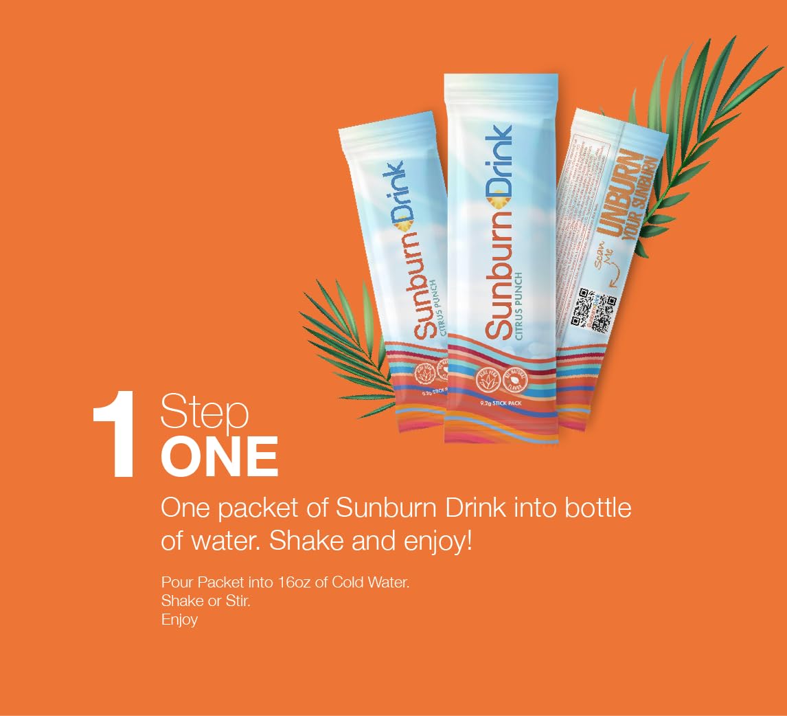 Sunburn Drink - Twin Pack - After Sun Skin Care - Supports Healthy Skin from The Inside Out -Promotes Hydration - Sun Damage Support - Mix with Water - Travel Size Sunburn Drink buy supplements canada