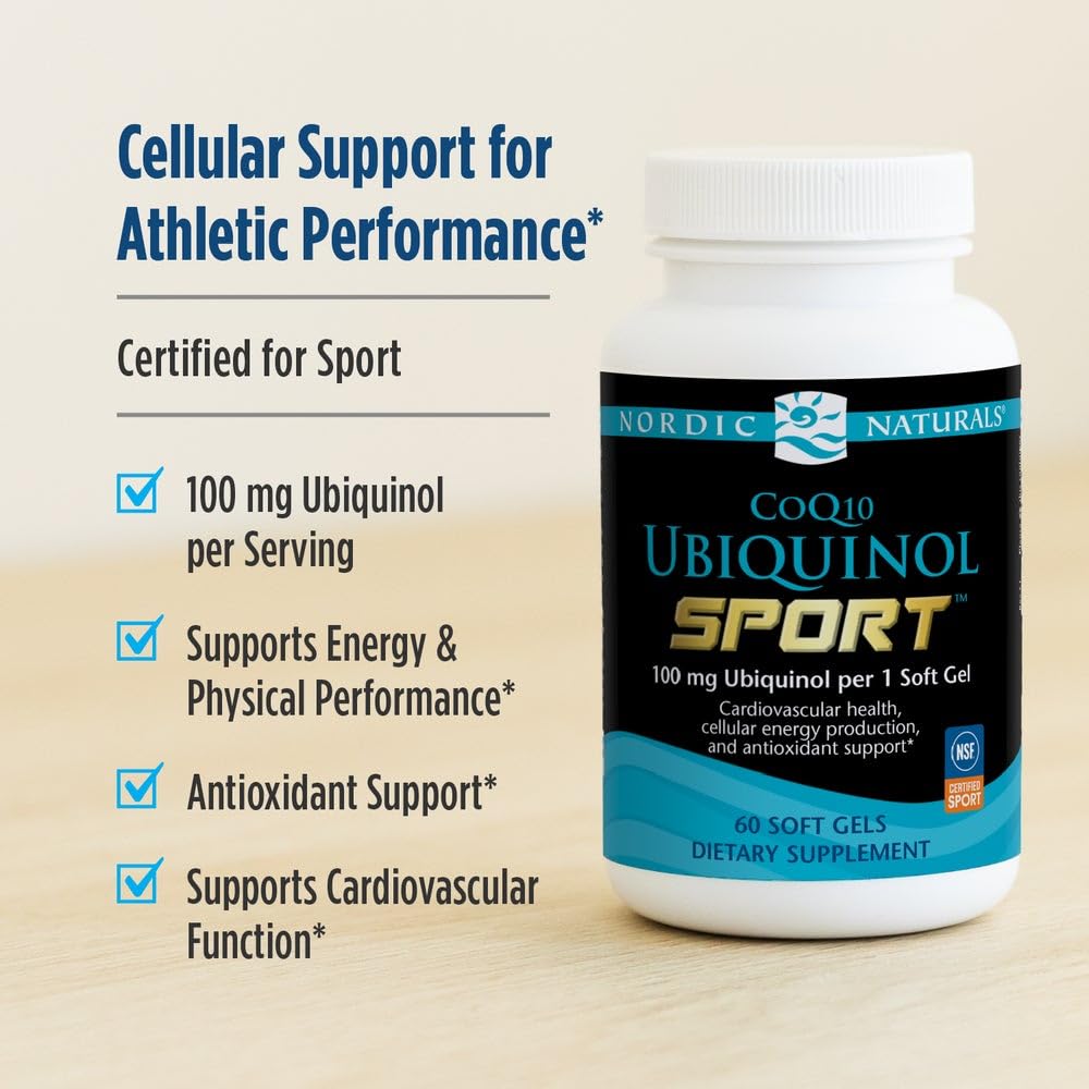 Nordic Naturals Nordic CoQ10 Ubiquinol Sport - 60 Mini Soft Gels - 100 mg Ubiquinol - Heart Health, Physical Performance, Cellular Energy Production - Non-GMO - 60 Servings Nordic Naturals buy supplements canada