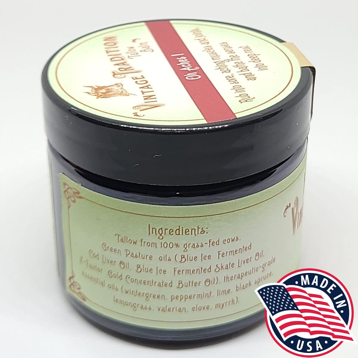 Vintage Tradition Oh Aches! Tallow Balm Supports Joint and Muscle Health – Beef Tallow Grass Fed Balm with Wintergreen, Peppermint, and Lime Essential Oil Blend, 2 Fl. Oz. Vintage Tradition buy supplements canada