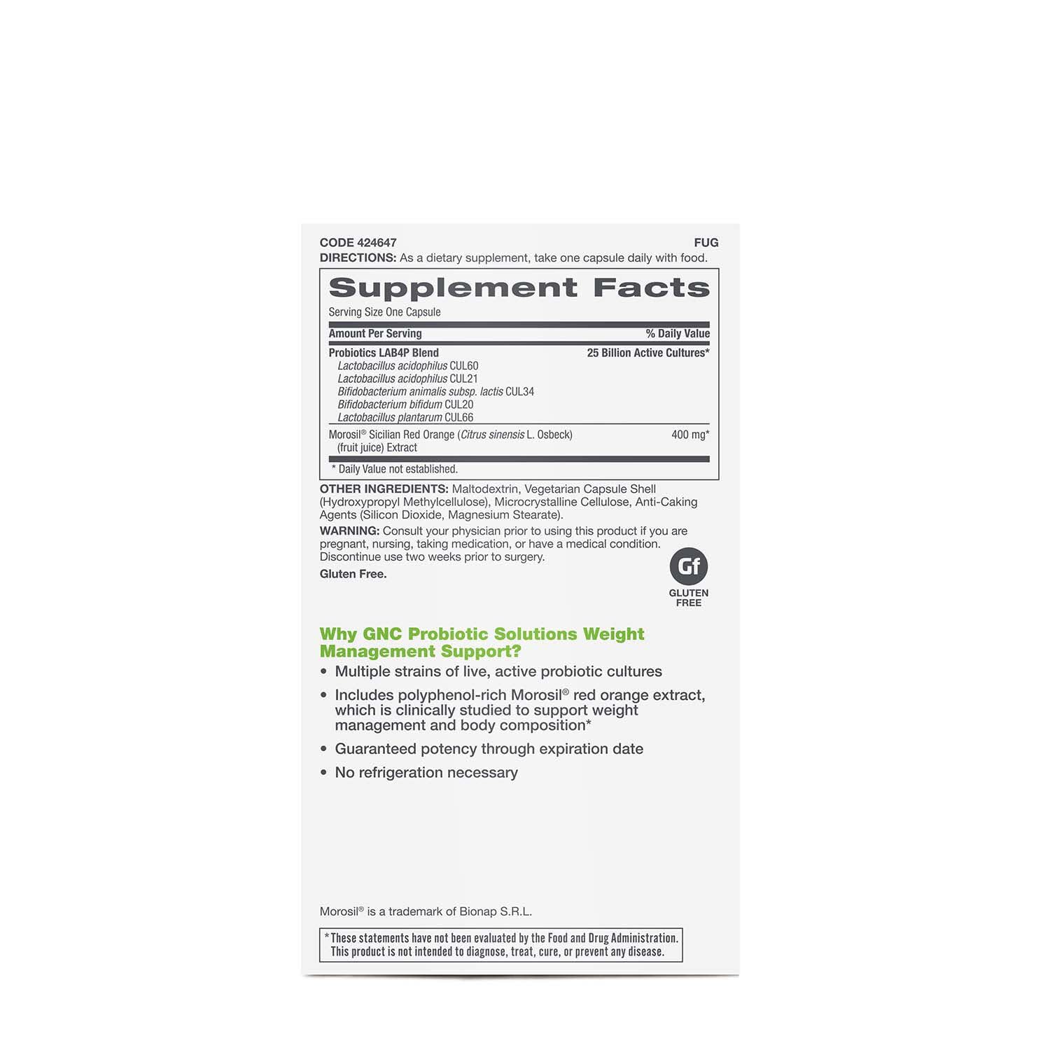 GNC Probiotic Solutions Weight Management Support with 25 Billion CFUs | Contains GNC buy supplements canada