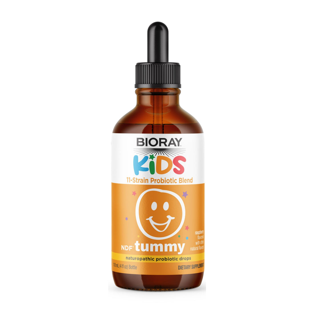 BIORAY Kids NDF Tummy, Raspberry - 4 fl oz (120 mL) - 11-Strain Probiotic Blend - Supports the Immune Response in the GI Tract - Non-GMO, Vegan, Gluten Free - Approx. 120 Servings BIORAY buy supplements canada