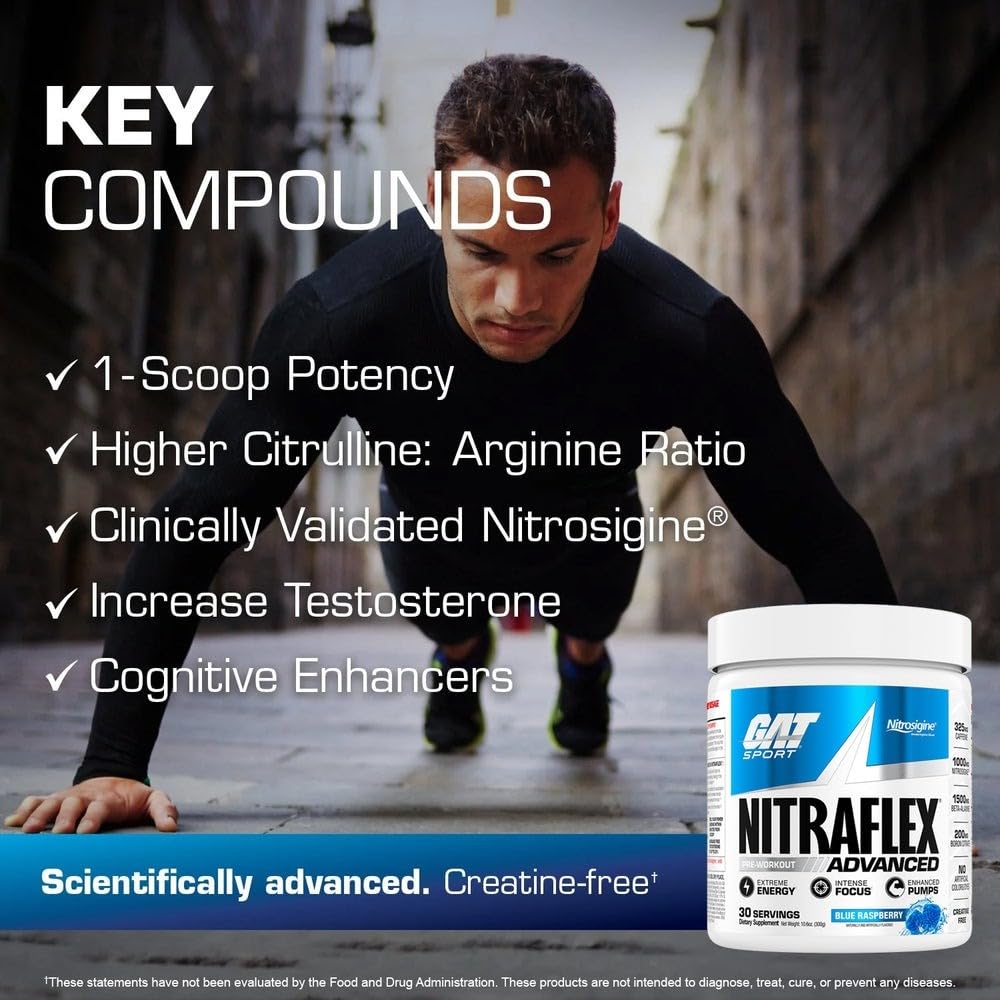 GAT SPORT Nitraflex Advanced Pre-Workout Powder, Increases Blood Flow, Boosts Strength and Energy, Improves Exercise Performance, Men & Women (Fruit Punch, 30 Servings) GAT SPORT buy supplements canada