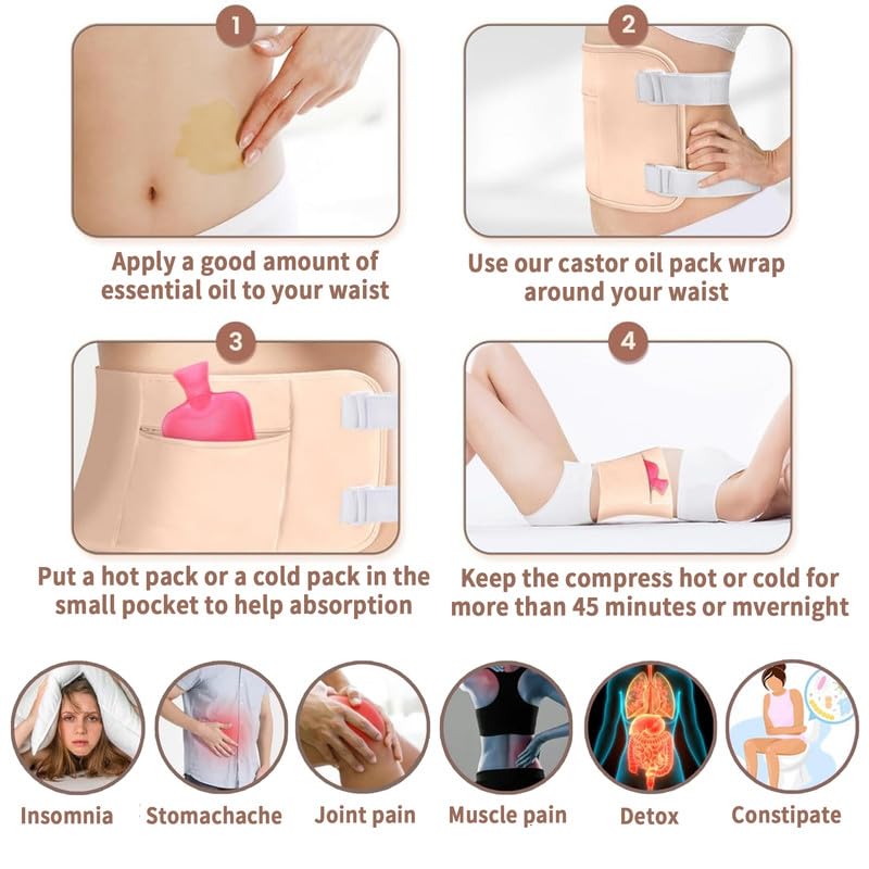 R3 KAYOIL Castor Oil Packs - Organic and Reusable Packs for Stomach and Neck Set R3 KAYOIL buy supplements canada