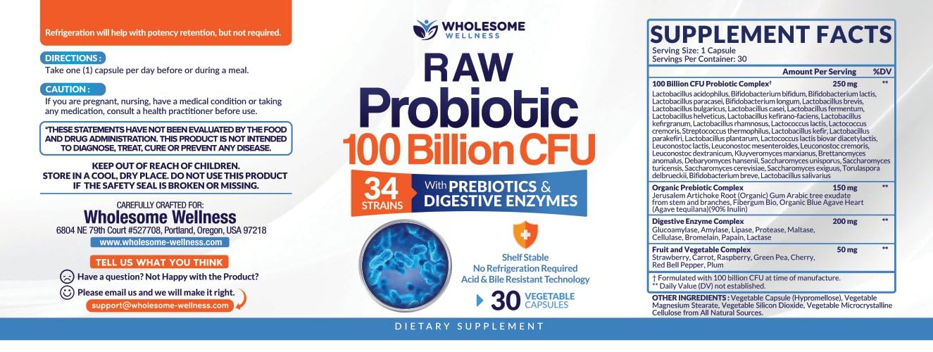 Organic Probiotics 100 Billion CFU, Dr Formulated Probiotics for Women, Probiotics Wholesome Wellness buy supplements canada