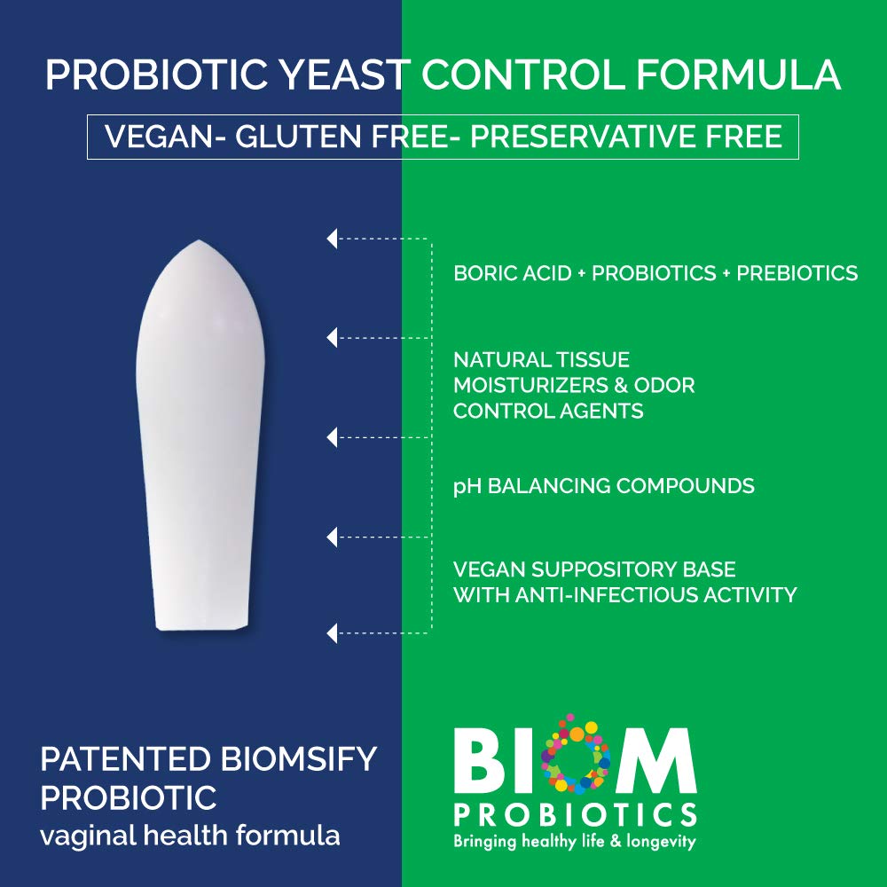 Biom Probiotics Prebiotics Boric acid Suppositories . Feminine Health Probiotic for Infections & pH Essentials VEGAN,PARABEN-FREE (10) Biom Probiotics buy supplements canada
