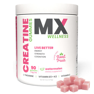 MX Wellness Creatine Monohydrate Gummies for Men & Women – Real Fruit Gummy Supplement for Muscle Growth, Recovery, Longevity, Cognitive Health & Memory – 90 Chews (90 Gummies, Watermelon) MX Wellness buy supplements canada