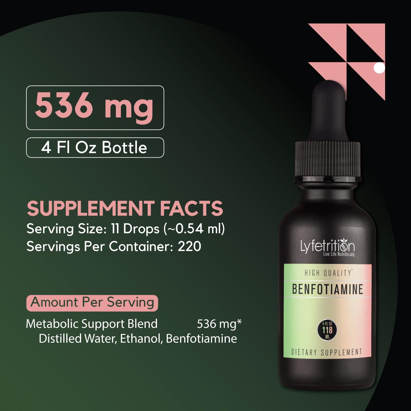 Lyfetrition Benfotiamine 118 ml, 4 FL Oz Liquid, 220 Servings, Made in USA, Quick Absorption, Potent Ingredients, Non-GMO Lyfetrition buy supplements canada