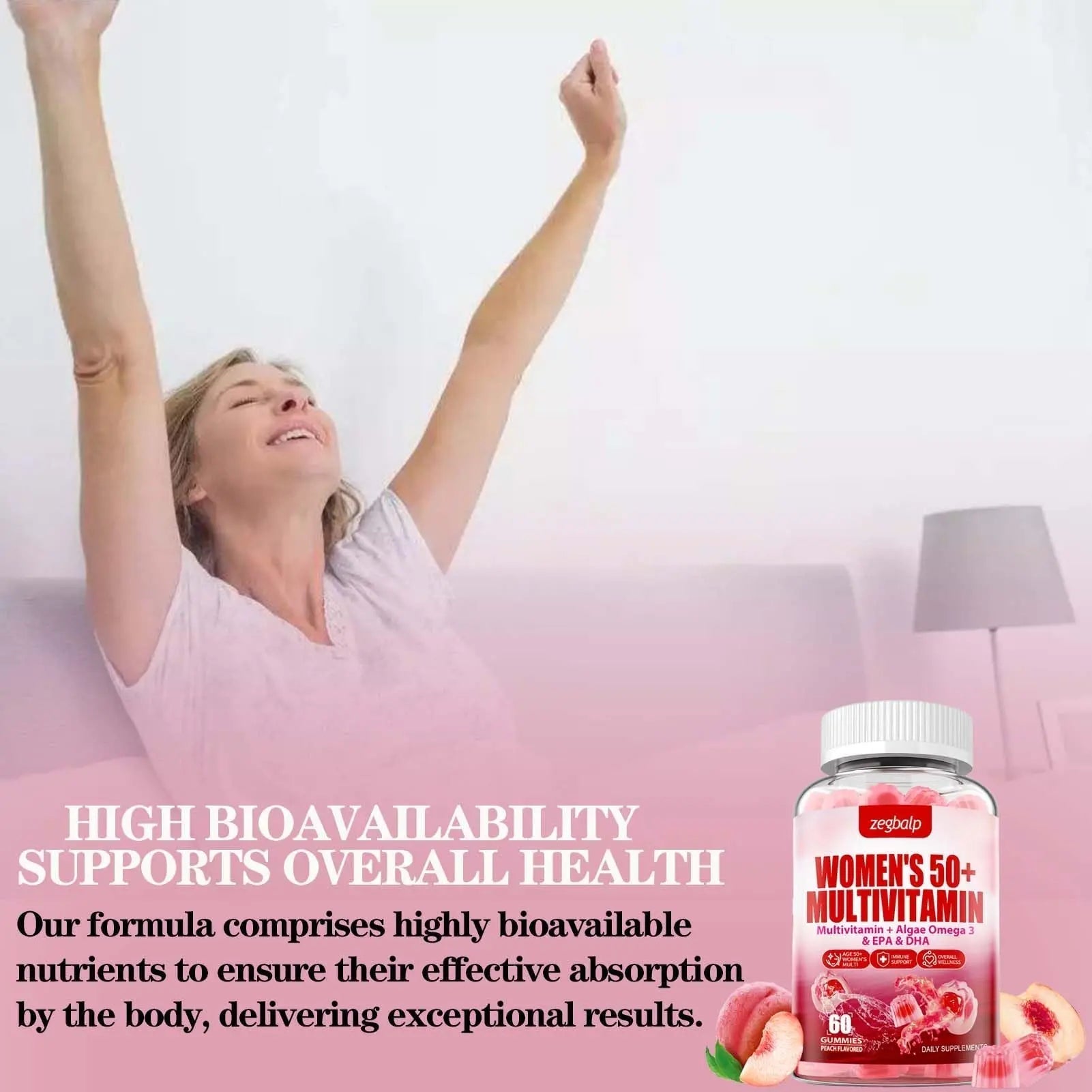 ZEGBALP Sugar-Free Womens Multivitamin 50 Plus Gummies with Calcium, Magnesium, Zinc, Vitamin A, C, D3, E, K2, B Complex, Folate, Biotin ZEGBALP buy supplements canada
