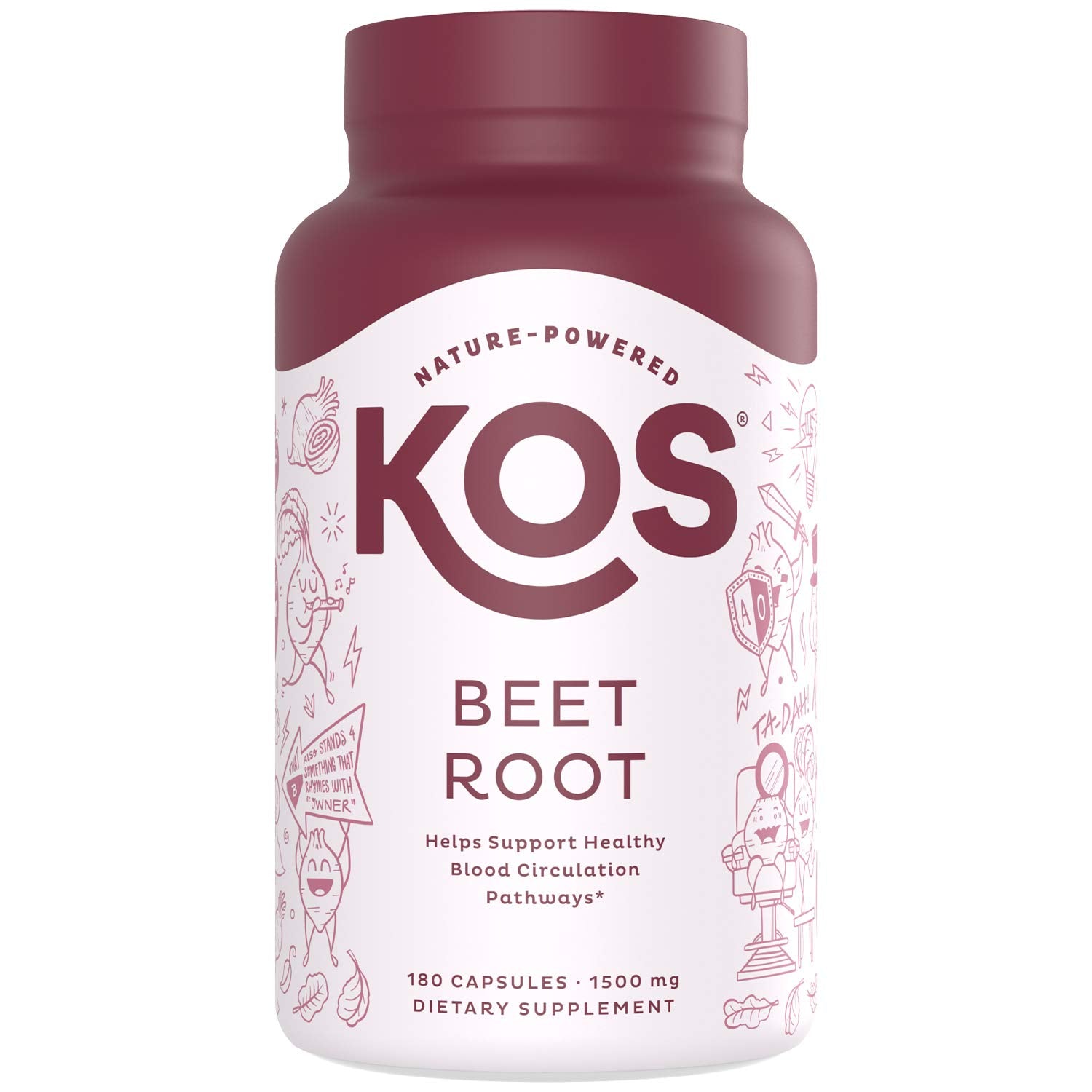 KOS Organic Beetroot Capsules 1500mg - USDA Organic, Antioxidant Power from Organic Beet Root Superfood, Supports Healthy & Active Lifestyle - Non-GMO, KOS buy supplements canada