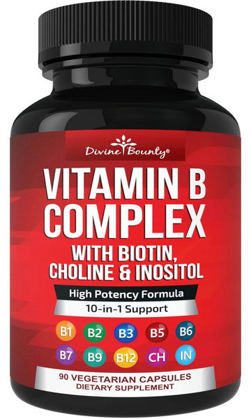Divine Bounty Super B Complex Vitamins - All B Vitamins Including B12, B1, B2, B3, B5, B6, B7, B9, Folic Acid - Vitamin B Supplement Divine Bounty buy supplements canada