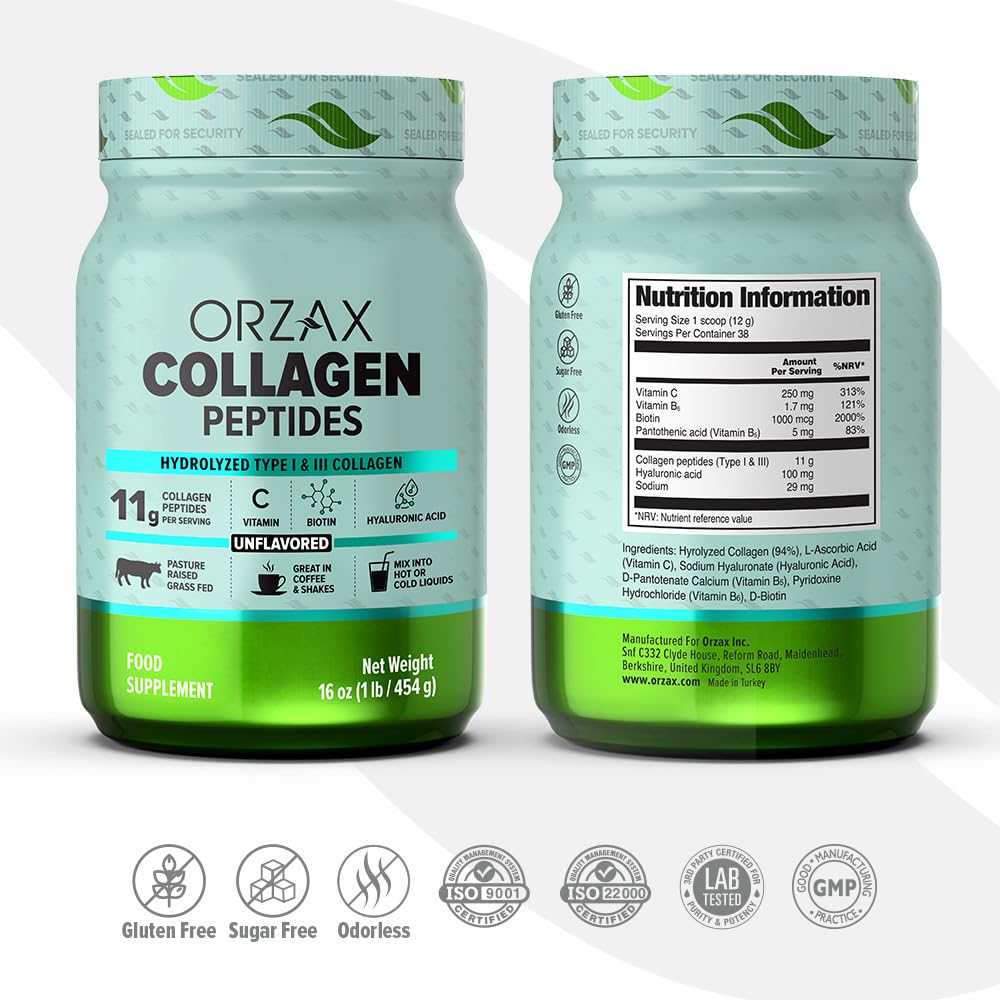 ORZAX Collagen Peptides Powder Unflavored - Hair, Skin and Nails Vitamins - Bone ORZAX buy supplements canada
