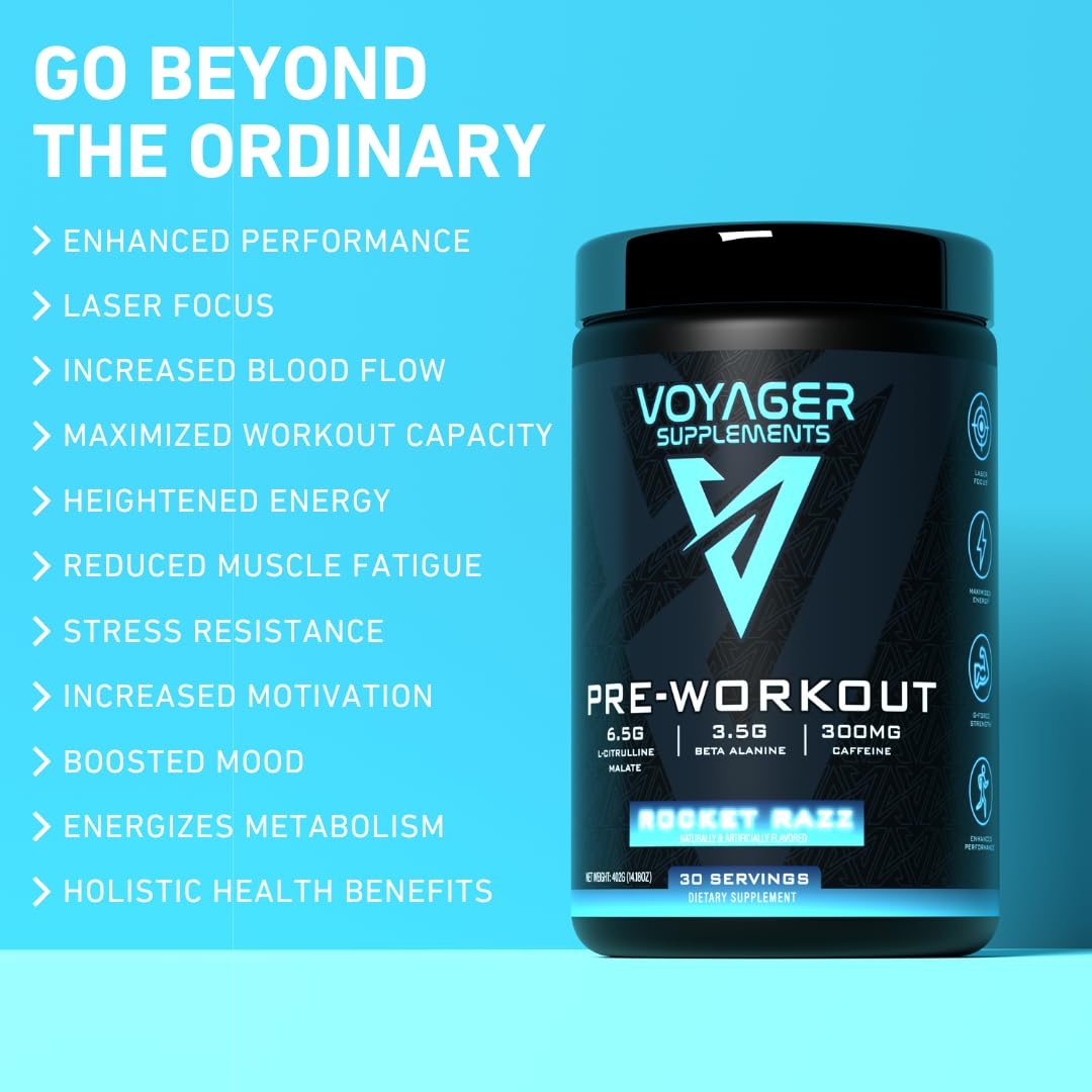 Voyager Supplements Pre-Workout Powder | Rocket Razz | Intense Pump | Maximized Voyager Supplements buy supplements canada