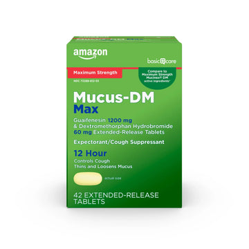 Amazon Basic Care Maximum Strength Mucus DM, Expectorant and Cough Suppressant Extended-Release Tablets, 42 Count Amazon Basic Care buy supplements canada