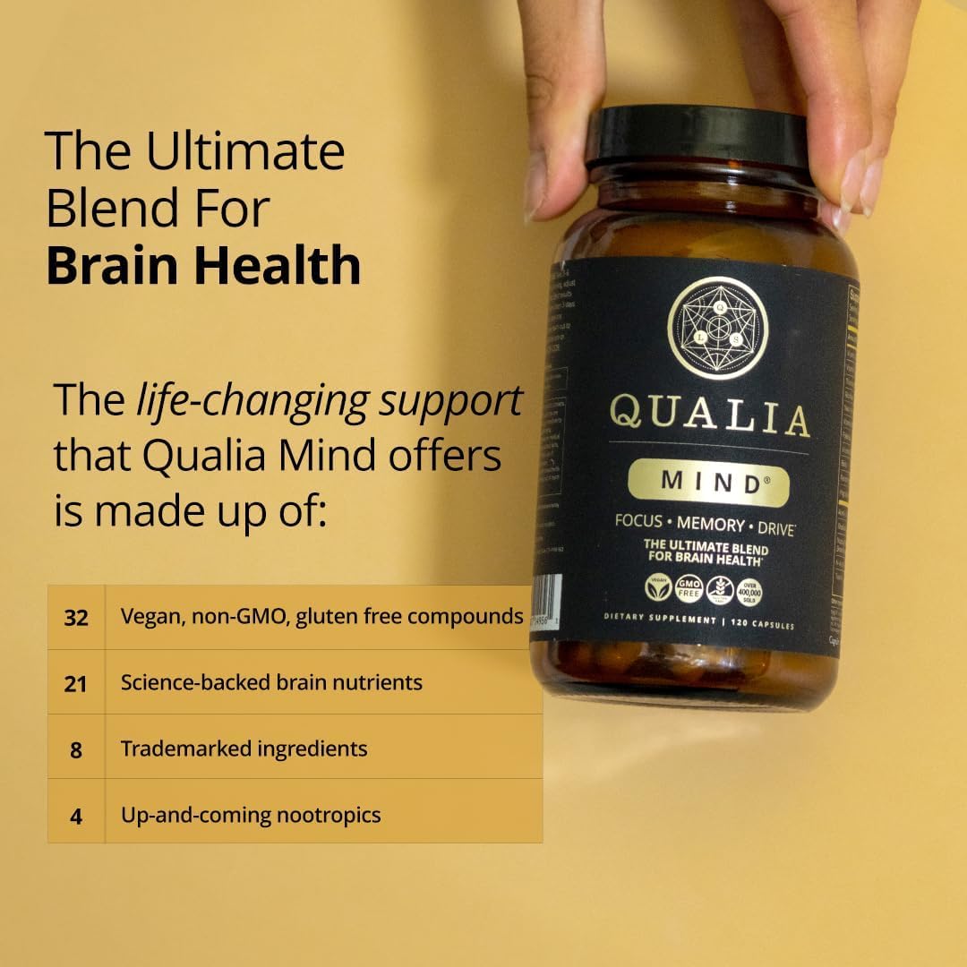 Qualia Mind — Beat Brain Fog | Doctor-Formulated Premium Brain Nourishment | Fuel Focus, Drive & Energy | 32 Ingredients Including Lion’s Mane, Cognizin™️, Ginkgo & More| 2 Week Supply* QUALIA LIFE SCIENCES buy supplements canada