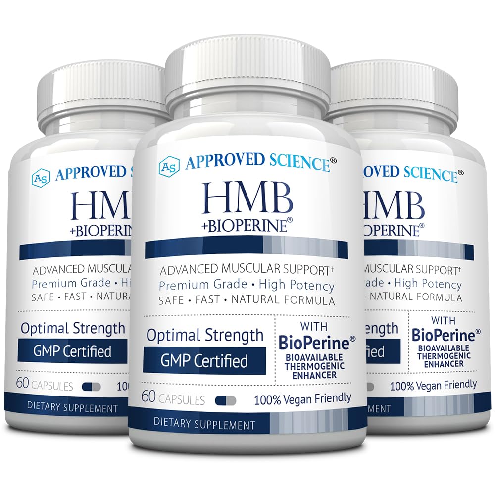 Approved Science HMB - 1500mg High Potency HMB Supplement with Calcium & BioPerine for Absorption - Muscle Health & Exercise Performance - 60 Vegan Capsules - Pack of 3 Approved Science buy supplements canada