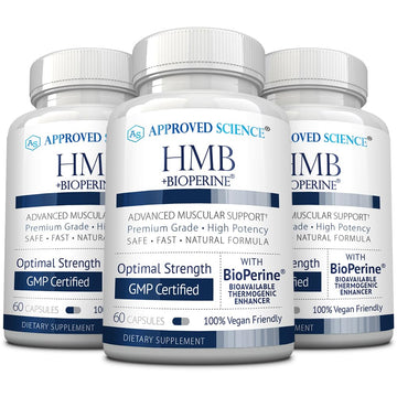 Approved Science HMB - 1500mg High Potency HMB Supplement with Calcium & BioPerine for Absorption - Muscle Health & Exercise Performance - 60 Vegan Capsules - Pack of 3 Approved Science buy supplements canada