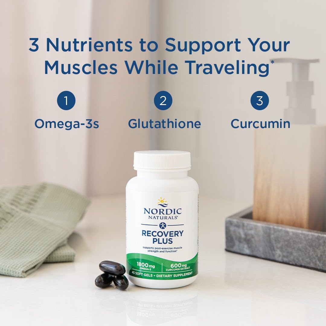 Nordic Naturals Recovery Plus, Unflavored - 45 Soft Gels - 1800 mg Omega-3 Fish Oil - 600 mg Longvida Optimized Curcumin - Cellular Health & Recovery - Post-Exercise Muscle Support - 15 Servings Nordic Naturals buy supplements canada