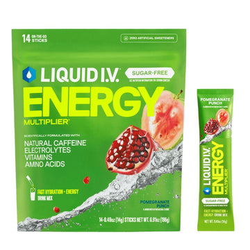 Liquid I.V.® Hydration Multiplier Sugar Free + Energy - Pomegranate Punch | Electrolyte Powder Drink Mix | 1 Pack (14 Servings) Liquid I.V. buy supplements canada
