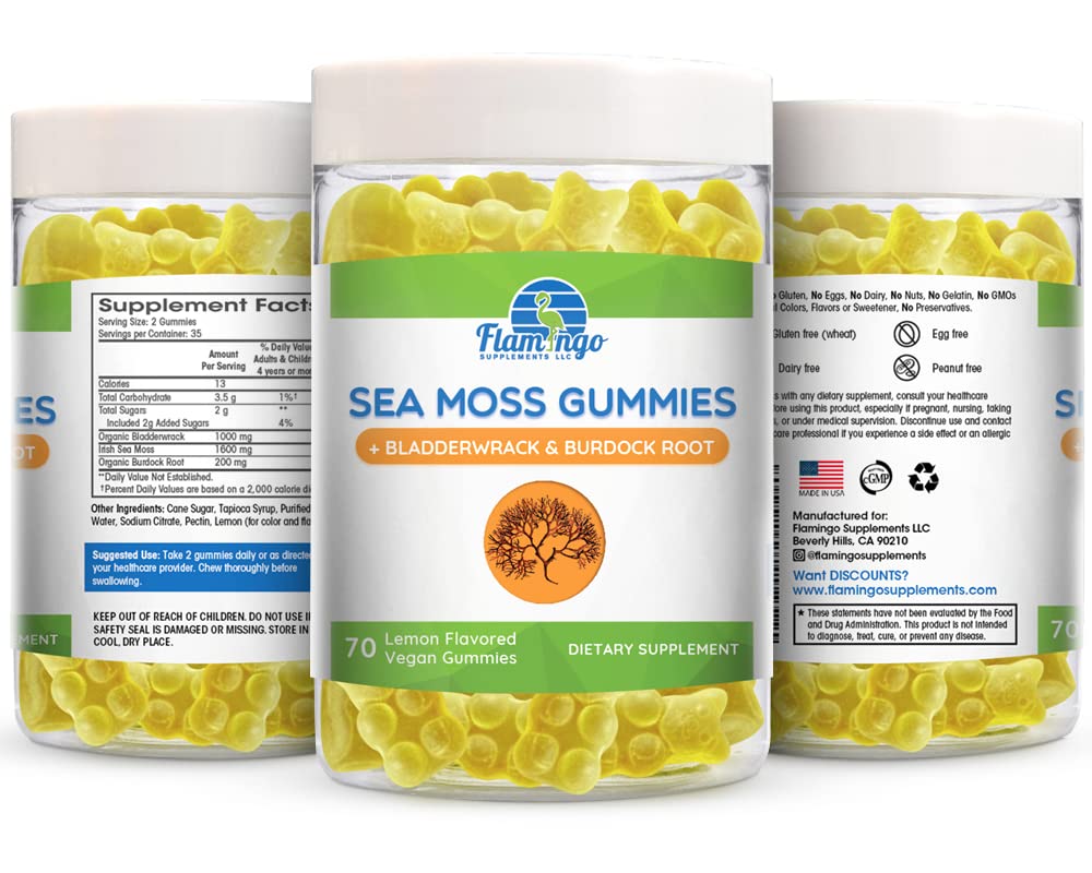Sea Moss Gummies Plus Organic Bladderwrack and Burdock Root. Tasty Alternative to Sea Flamingo Supplements buy supplements canada