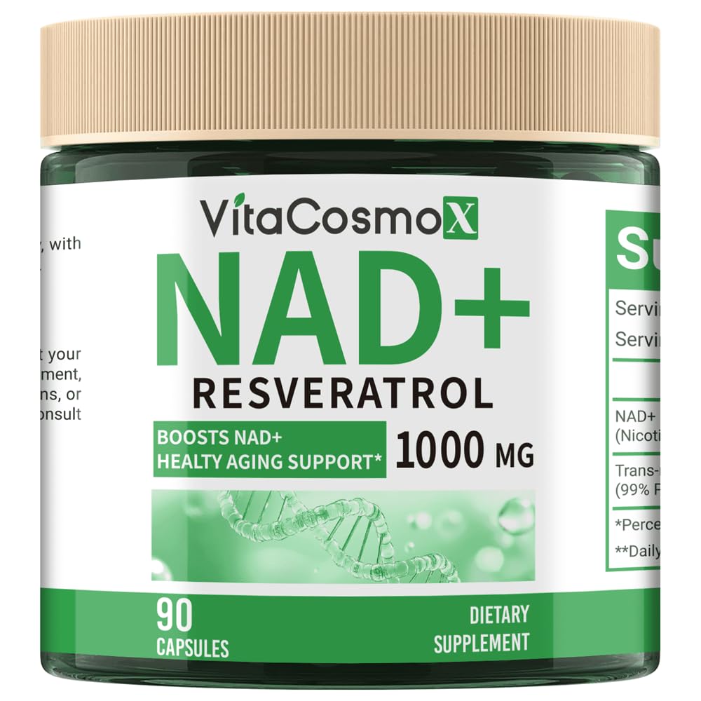 VitaCosmoX NAD+ with Resveratrol Similar to Nicotinamide Riboside Supplement, 1000 mg, 90 Capsules Vegan Non-GMO VitaCosmoX buy supplements canada
