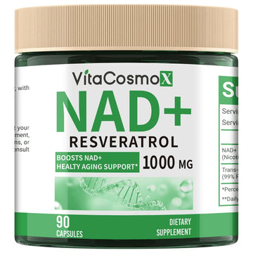 VitaCosmoX NAD+ with Resveratrol Similar to Nicotinamide Riboside Supplement, 1000 mg, 90 Capsules Vegan Non-GMO VitaCosmoX buy supplements canada