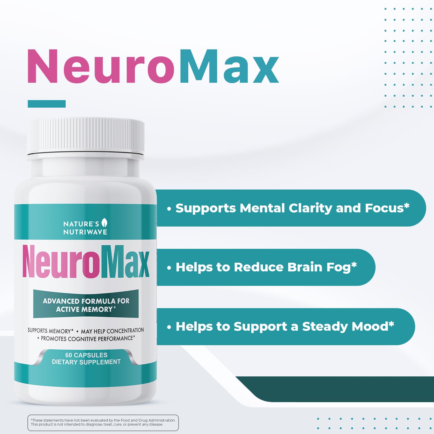 NeuroMax – Natural Herbal Blend with Passion Flower, Marshmallow Root & California Poppy – Non-GMO, Easy-to-Take Capsules, Made in USA, GMP Certified Facility - 60 Capsules, 1 Month Supply Nature’s NutriWave buy supplements canada