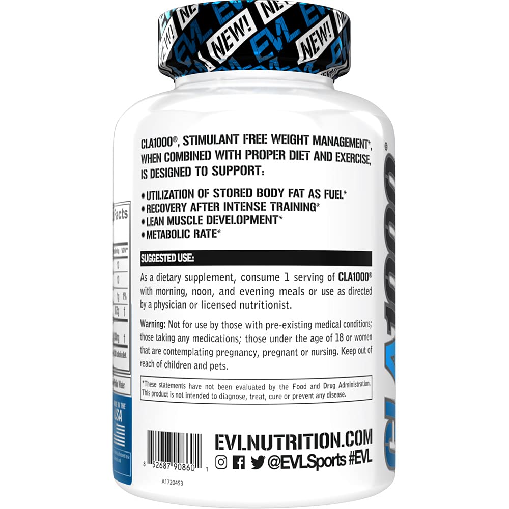 Conjugated Linoleic Acid CLA Pills - CLA 1000mg Diet Pills to Support Weight Loss Fat Burning Evlution buy supplements canada