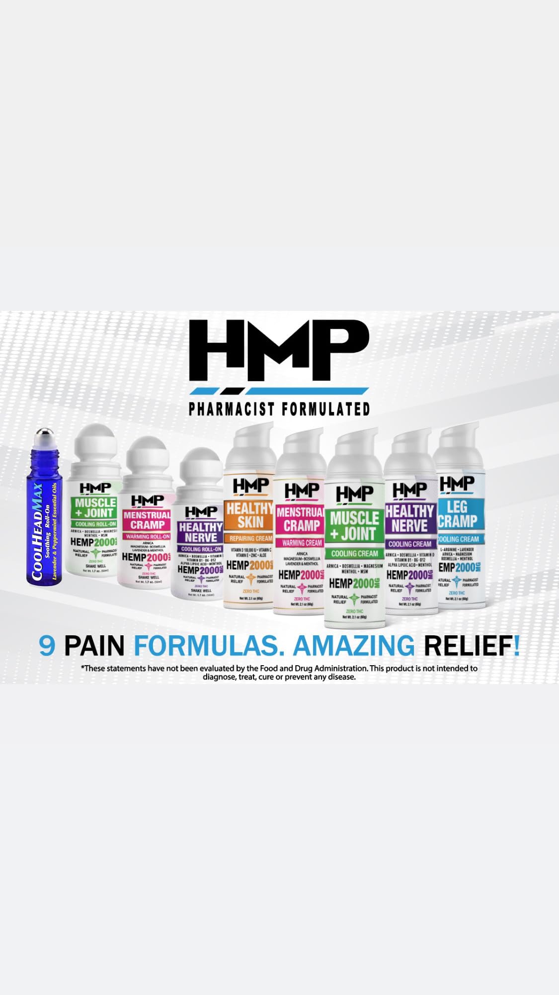 HMP BRANDS Menstrual Cramp Hemp Warming ROLL-ON 2000MG w Arnica & Menthol Made in USA Natural Formula 1.7oz HMP BRANDS buy supplements canada